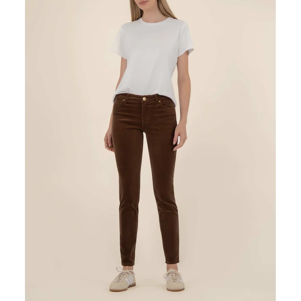 KUT from the Kloth Diana Skinny Corduroy Pants Brown Skinny Cognac Size 12